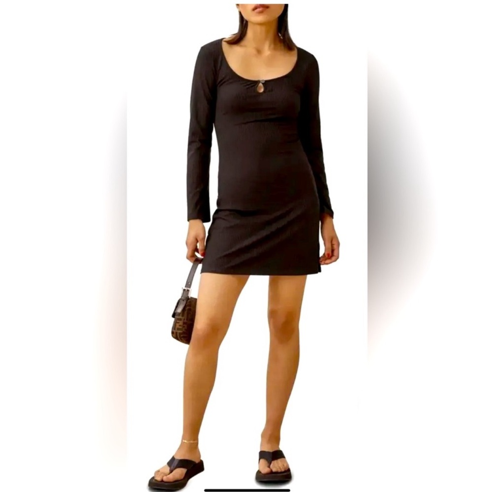 Reformation black long sleeve knit dress. Size small.